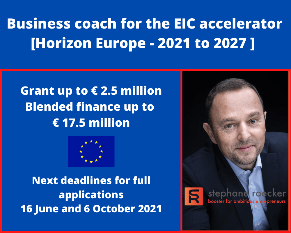 Confirmed as a business coach for the EIC accelerator!