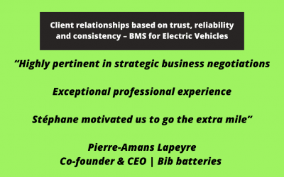 Client relationships based on trust, reliability and consistency – BMS for Electric Vehicles